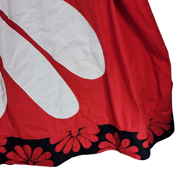 eShakti Maxi Flower Dress 1X 18W Red White Pocket Cotton Surplice Neck Smocked - Picture 9 of 11